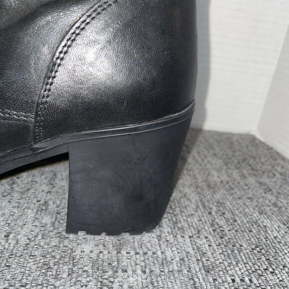 Steve Madden Booties Womens 10 Black Lace Up Leather High Heel Moto Ankle Boots - Picture 5 of 14